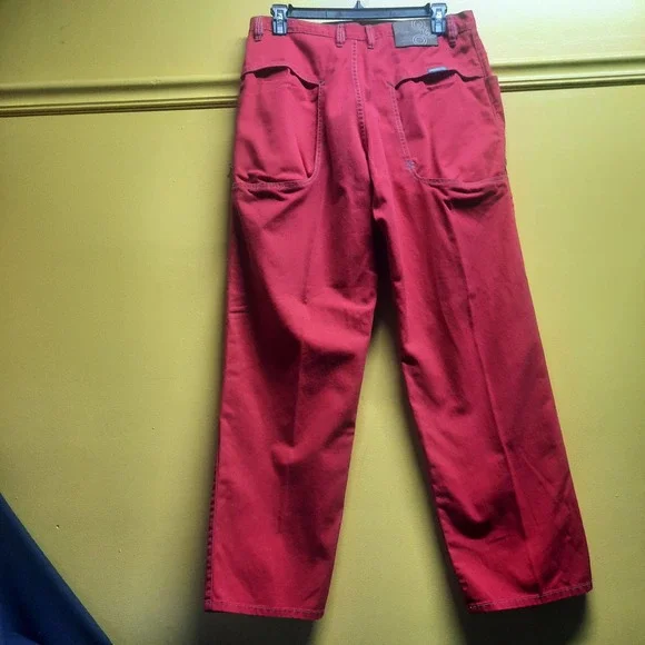 Mecca DNM Hip hop Rap Funky Red Denim Jeans contrast stitching Men's 36